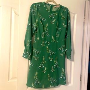 Green floral Loft shirt dress size 4 petite